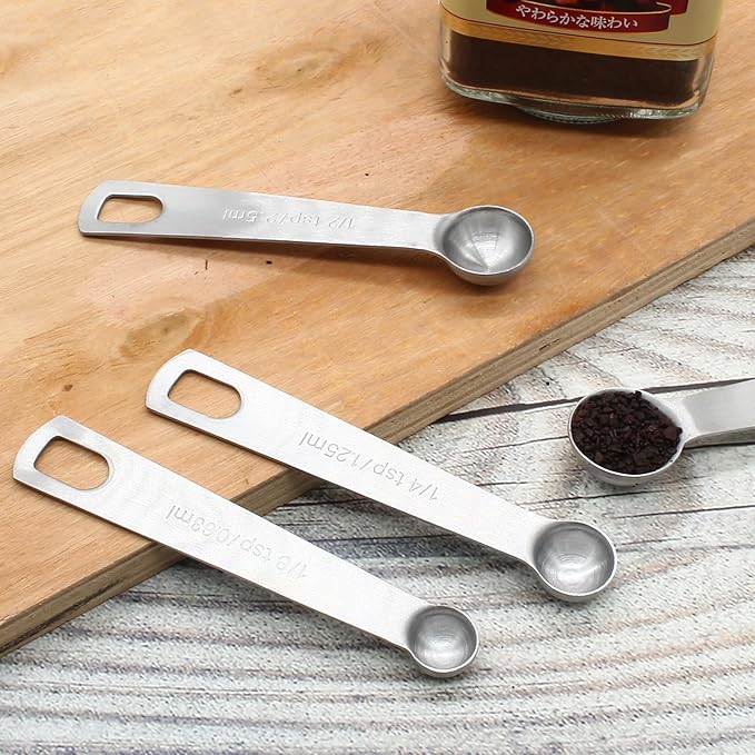 Luomorgo 7 Pcs/Set Measuring Spoons Set, Stainless Steel Measuring Spoons & Tablespoons, 1/8 tsp, 1/4 tsp, 1/2 tsp, 3/4 tsp, 1 tsp, 1/2 tbsp, 1 tbsp for Measuring Dry and Liquid Ingredients - Image 7