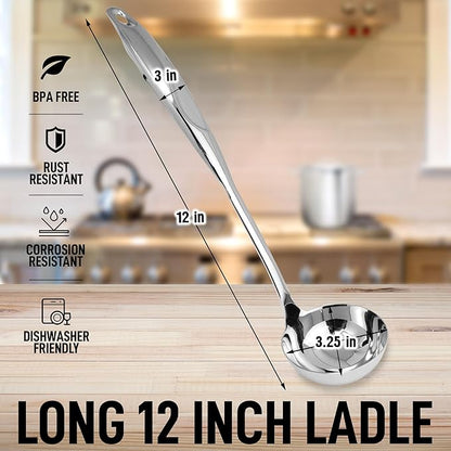 Zulay Kitchen Stainless Steel Soup Ladle - 13” Large Ladle for Soups, Stews & Sauces - Durable, Heat-Resistant, Rust-Proof & Dishwasher Safe Kitchen Utensil with Ergonomic Handle - Image 6
