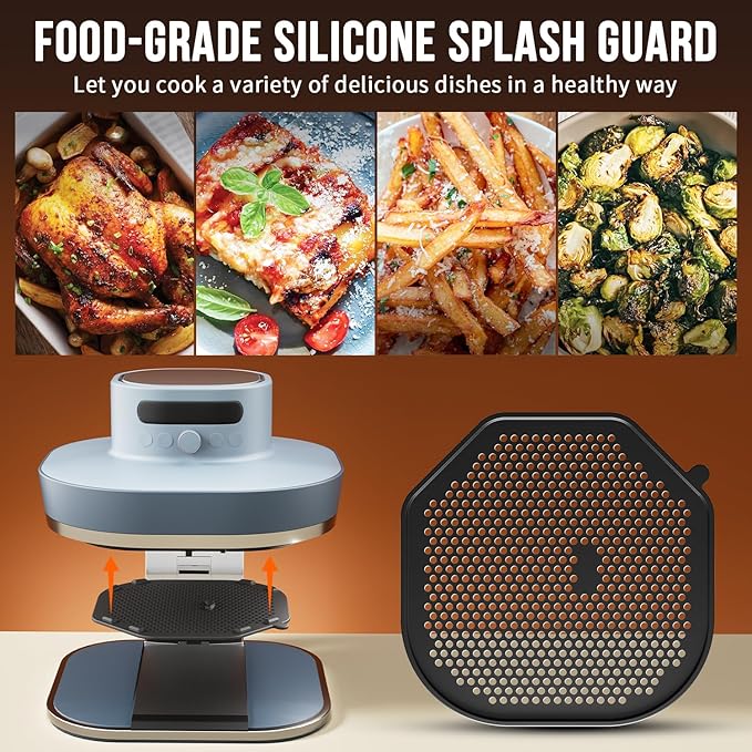 2 Pcs Air Fryer Splatter Screen for AS101DG Air Fryer, Reusable Heat-Resistant Oil Splash Guard, Glass Air Fryer Accessories