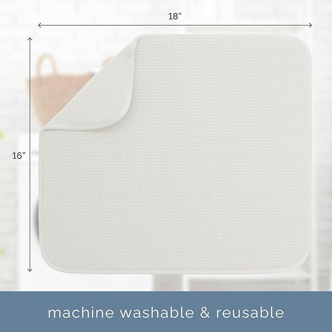 S&T INC. Dish Drying Mat, 16” x 18”, Absorbent Microfiber Kitchen Counter Mat, Dish Drying Pad for Dishes, Utensils, Pots and Pans, Large, Cream - Image 6