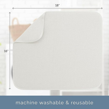 S&T INC. Dish Drying Mat, 16” x 18”, Absorbent Microfiber Kitchen Counter Mat, Dish Drying Pad for Dishes, Utensils, Pots and Pans, Large, Cream - Image 6