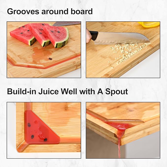 30 x 20 Extra Large Bamboo Cutting Board for Kitchen, Cutting Board Stove Top Cover, Butcher Block Chopping Board with Handle and Juice Groove, Large Charcuterie Board Over the Sink - Image 4