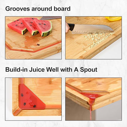 30 x 20 Extra Large Bamboo Cutting Board for Kitchen, Cutting Board Stove Top Cover, Butcher Block Chopping Board with Handle and Juice Groove, Large Charcuterie Board Over the Sink - Image 4
