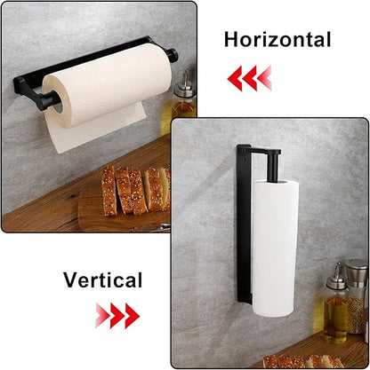 MONEER Paper Towel Holder Under Cabinet, Paper Towel Holder, Aluminum Alloy Kitchen Towel Holders, Self Adhesive Kitchen Roll Holder for Kitchen, Bathroom, Living Room (Black) - Image 7
