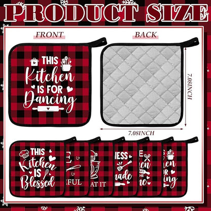 Bencailor 12 Pcs Pot Holders with Pocket Kitchen Hot Potholders Hot Pad Oven Mitts Cookie Bag Oven Gloves for Kitchen Gift Baking Cooking (Red and Black,Cooking Tool)