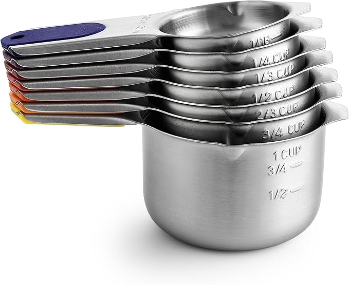 Spring Chef Magnetic Stainless Steel Measuring Cups, Patented, Kitchen Tools with Easy to Read Markings for Measuring Dry or Liquid Ingredients, Set of 7, Mountain Sunrise - Image 8