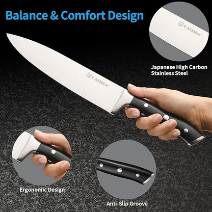 In-Drawer Knife Block with 5 Pieces Knives, Bamboo Knife Drawer Organizer for Kitchen, Perfect for Home and Chefs, Premium Knife Holder, Slots for 5 Knives Kitchen Drawer, Counter Top - Chef Gift Idea - Image 3