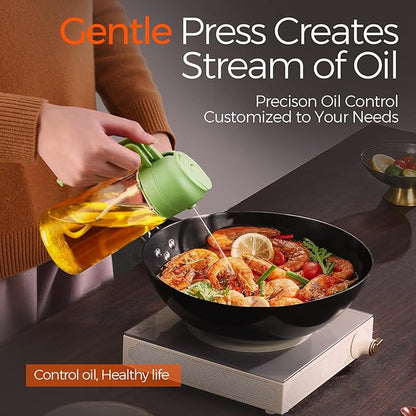 YARRAMATE 16oz/470ml Glass Olive Oil Sprayer for Cooking with Stickers, 2 in 1 Oil Dispenser for Kitchen Gadgets, Food Grade Premium Spray Bottle with Portion Control for Salad, Frying, BBQ (Green) - Image 4