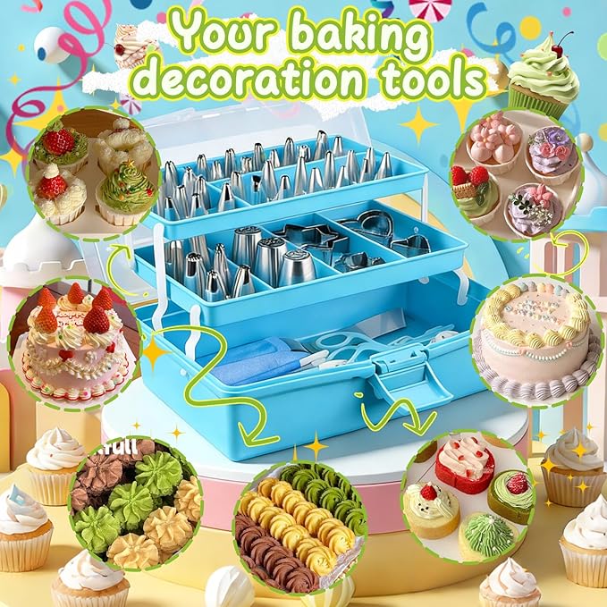 Suuker Cake Decorating Tools Supplies Kit, 236 Pieces Baking Accessories with Storage Case, Frosting Piping Kit, Piping Bags and Tips Set with 36 Numbered Piping Tips, Pastry Bags for Cake - Image 6