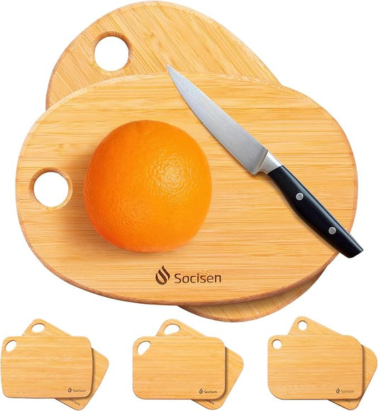 2 Pack Small Bamboo Wood Cutting Board for Kitchen Mini Wooden Chopping Board Lightweight Charcuterie Serving Board Handheld Butcher Block Non-Toxic Chef Set Camping Fruit Housewarming Essentials