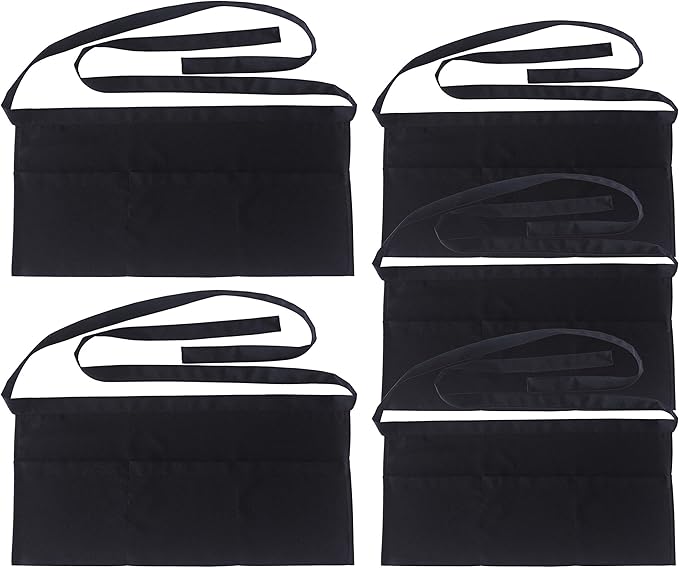 Resist water 3 big Pockets Waist Server Apron Kitchen Restaurant Unisex Half Aprons by SEW+UR+LIFE