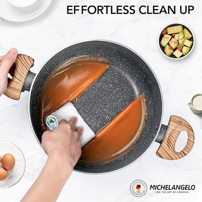 MICHELANGELO 5 Quart Stock Pot with Lid, Nonstick Soup Pot for Cooking, Non Stick Stockpot with Ergonomic Handle, Induction Compatible, Grey Granite - Image 3