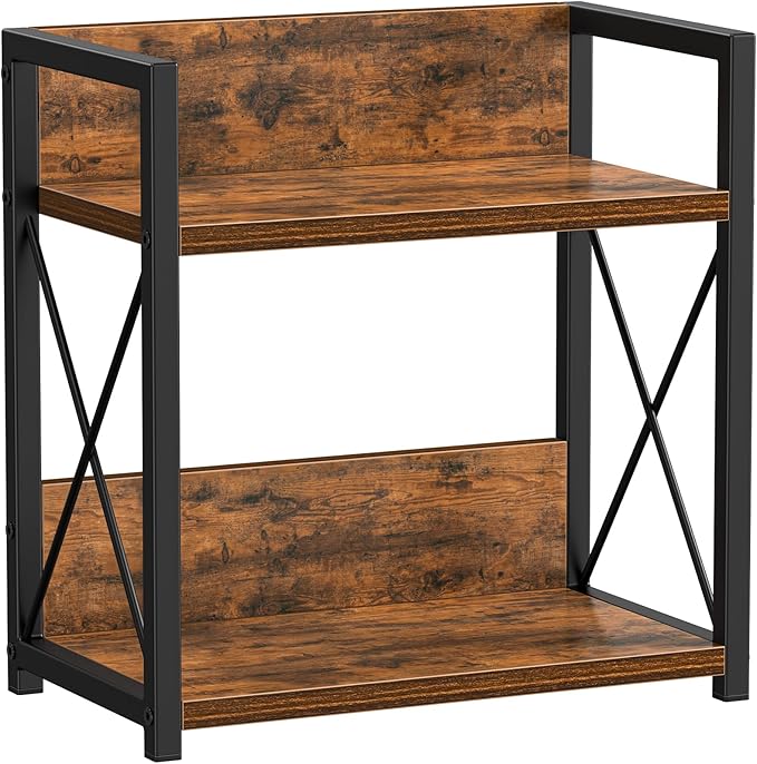 Giikin Kitchen Countertop Organizer, 2 Tier Spice Rack Organizer for Pantry, Kitchen Counter Shelf Wood Coffee Station Organizer (Brown, M) by Giikin