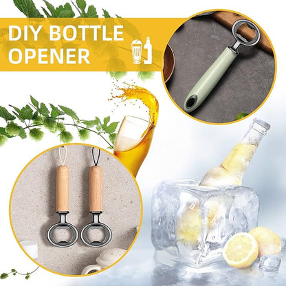 Metal Bottle Opener Kits 8 Pack Blank Stainless Steel Bottle Opener Insert Kits DIY Hardware for Flat Wood Turning (Black)