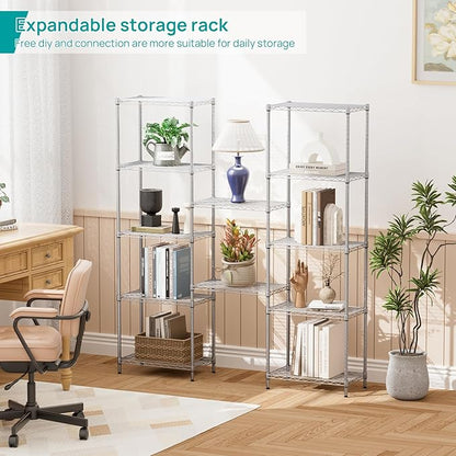 SINGAYE 6 Shelf Wire Shelving Unit Adjustable Metal Shelves Standing Bathroom Organizers and Storage Wire Closet Metal Pantry Kitchen 12" DX22 W 69.5" H Gray - Image 5