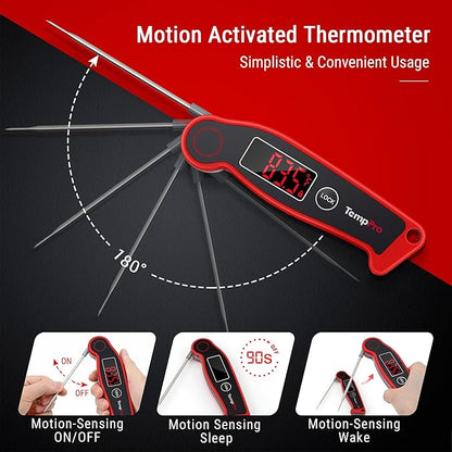 TempPro TP19 Waterproof Digital Meat Thermometer for Grilling with Ambidextrous Backlit & Thermocouple Instant Read Kitchen Cooking Food Thermometer for Candy Oil BBQ Smoker (Previously ThermoPro) - Image 5