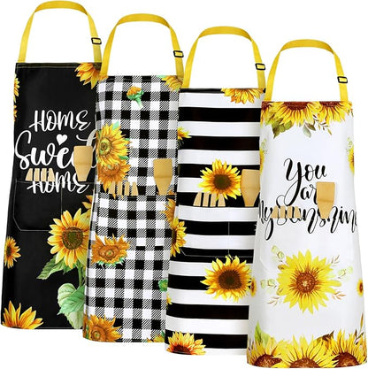 Geetery 4 Pcs Chicken Aprons for Women Rooster Print Apron Waterproof Adjustable for Kitchen Cooking by Geetery