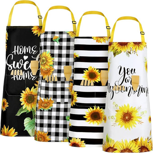 Geetery 4 Pcs Chicken Aprons for Women Rooster Print Apron Waterproof Adjustable for Kitchen Cooking by Geetery