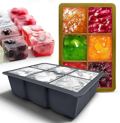Silicone Ice Cube Trays with Lids,Large Square Ice Cube Molds for Freezer, Whiskey, Cocktail, Stackable Flexible and Reusable & Easy Release BPA Free (2 Pack&Dark Gray and Army green) - Image 7