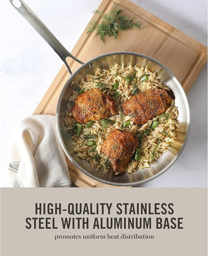 Martha Stewart Castelle Large 12" Stainless Steel Frying Pan Non Toxic Fry Pan Skillet - Image 3