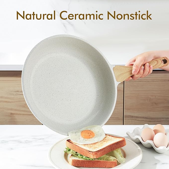 SENSARTE Nonstick Ceramic Frying Pan Skillet, 10 Inch Omelet Pan, Healthy Non Toxic Chef Pan, Induction Pan with Heat Resistant Handle, PFAS-Free - Image 2
