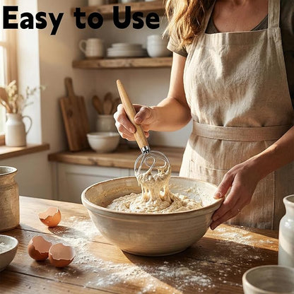 TEEVEA Danish Dough Whisk for Sourdough Bread, Wooden Handle Stainless Steel Mixing Tool - Image 8