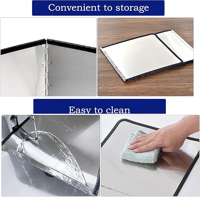 3-Sided Splatter Guard - Stainless Steel Foldable Grease Splatter Screen for Frying Pan, Nonstick & Heat Resistant Stove Top Shield, Stops Oil Splashes for Safer Cooking - Image 5
