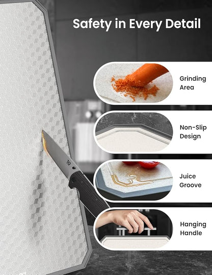 Cutting Board for Kitchen, Non Toxic Titanium Cutting Board, Double-Sided Metal Chopping Board with Juice Groove, Cutting Boards for Meat, Vegetables and Fruits, Dishwasher Safe Large 16”×11” - Image 4