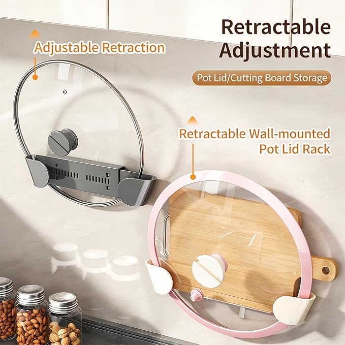 Universal Pot Lid Holder Organizer for Cabinet - 2 Pack Pan Lid Organizers, Inside Door Wall Mount Pots Top Rack Gray