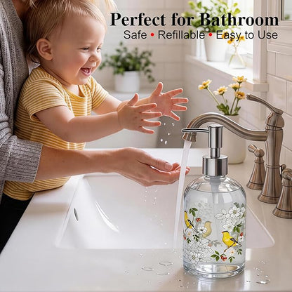 Topadorn 17oz Glass Soap Dispenser with Plastic Pump for Kitchen and Bathroom, Refillable Clear Bottle for Dish Soap & Hand Soap
