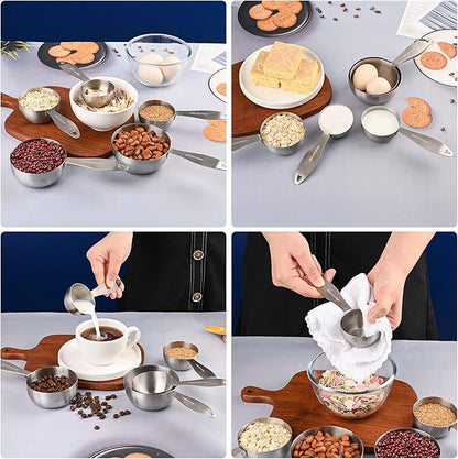 Measuring Cups and Spoons, 12 Piece Metric & US 18/8 Stainless Steel Measuring Cup and Spoon Set, Dry Metal Measuring Cups Spoons & Leveler & Measure Equivalents for Kitchen & Baking - Image 9