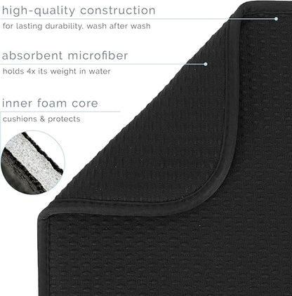 S&T INC. Dish Drying Mat, 16” x 18”, Absorbent Microfiber Kitchen Counter Mat, Drying Pad for Dishes, Utensils, Pots and Pans, Large, Diamond Texture, Black - Image 4