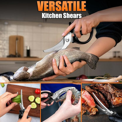 Poultry Shears Heavy Duty – Stainless Steel Chicken Shears with Spring Loaded Design, Non-Slip Serrated Edge & Safety Lock, Dishwasher Safe – Bone Cutting Scissors for Turkey, Poultry & Spatchcock - Image 7