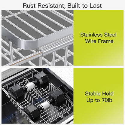 Expandable Stainless Steel Dish Drying Rack Over The Sink For Small Kitchen, Counter Space Saving Compact Metal Plate Drainer Strainer, Adjustable Hanging Inside Sink Rust Proof Wire Dryer Holder - Image 5