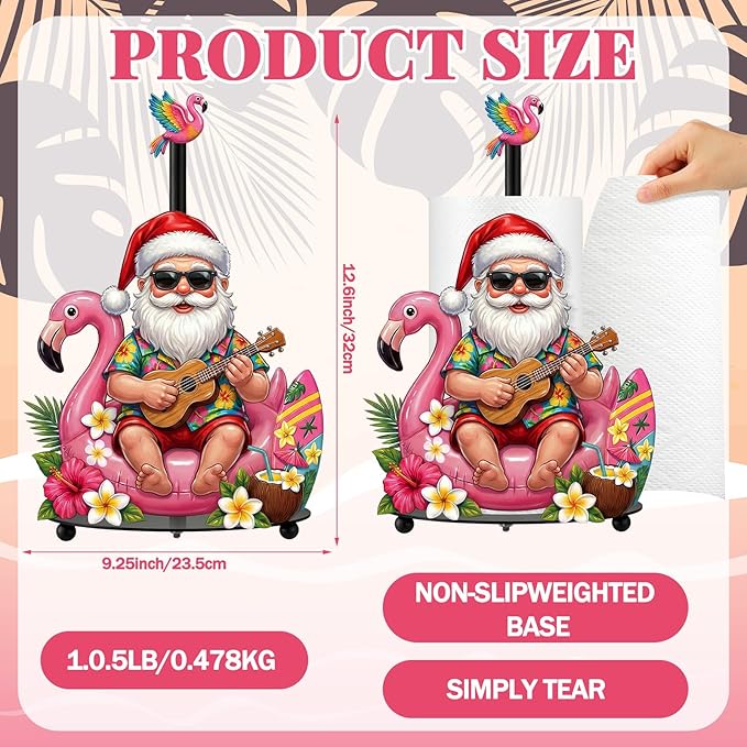 Thyle July Christmas Paper Towel Holder with Round Base Summer Christmas Bathroom Decor Xmas Dispenser Kitchen Paper Holder Stand for Xmas in July Countertop Toilet Home Accessories
