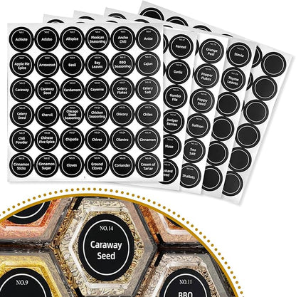 Vetacsion Set of 18 Magnetic Glass Spice Tins with 100 Preprinted Seasoning Label Stickers (Include Black Metal Wall-Plates) - Image 3