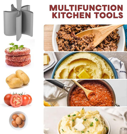2 Pcs Meat Chopper, Hamburger Grinder, Premium Heat Resistant Smasher for Ground Beef, Burger Grinder Nylon Potato Mix Tool-Black-Grey - Image 3