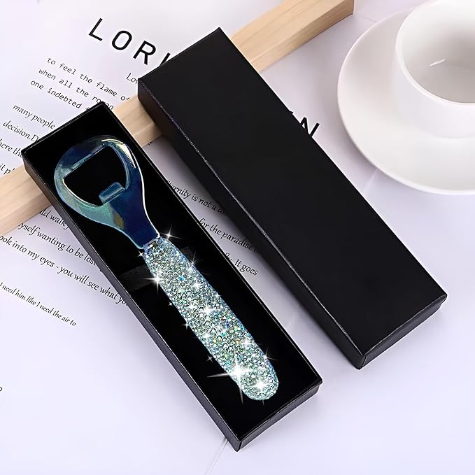 Handcrafted Silver Crystal Bling Beer Opener – Sparkle Diamond Bottle Openers for Home Bar, Bartenders, Party, Wedding Gift, Glitter Accessory for Women & Men