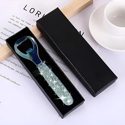 Handcrafted Silver Crystal Bling Beer Opener – Sparkle Diamond Bottle Openers for Home Bar, Bartenders, Party, Wedding Gift, Glitter Accessory for Women & Men