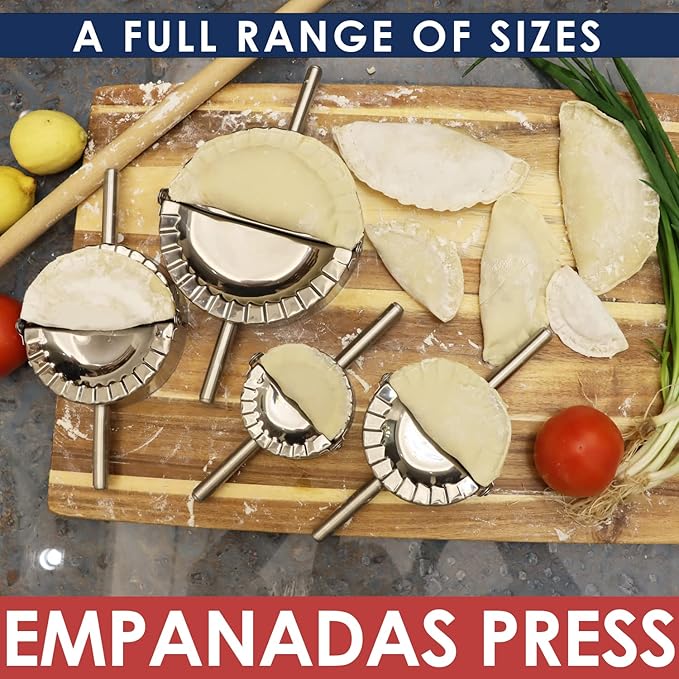 KAYCROWN 6 Inch Empanada Press, Stainless Steel Dumpling Maker Dough Cutter Dumpling Mold for Empanada, Dumpling, Ravioli, Pierogi, Turnovers, Calzone (XL: 6 inch)