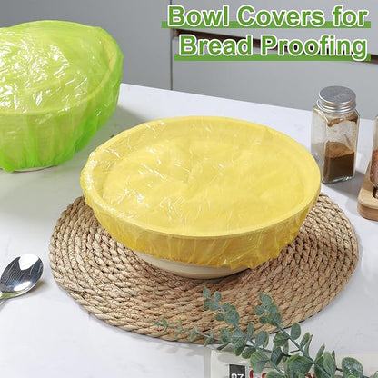 Mwellewm Bowl Covers Plastic Elastic Wrap for Food Storage Reusable Food Covers Saran Wrap Fresh Keeping Stretch Bags Bowl Covers for Bread Proofing for Family Outdoor Picnic Sourdough Baking(60) - Image 4