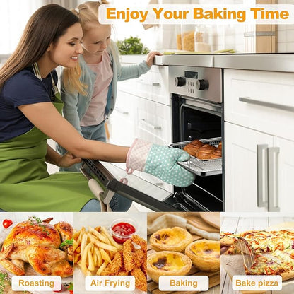 Air Fryer Basket for Oven 12.8"x9.6", 2 Pack Large Air Fryer Basket and Tray Stainless Steel Oven Air Fryer Accessories Pan Rack for Cooking Baking and Broiling