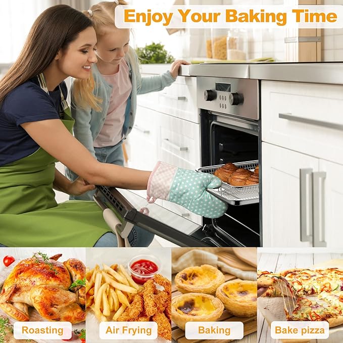 Air Fryer Basket for Oven, 2 Pack Large Air Fryer Basket and Tray Stainless Steel Oven Air Fryer Accessories Pan Rack for Cooking Baking and Broiling, 18.7"x12.8"15.7"x11.8"