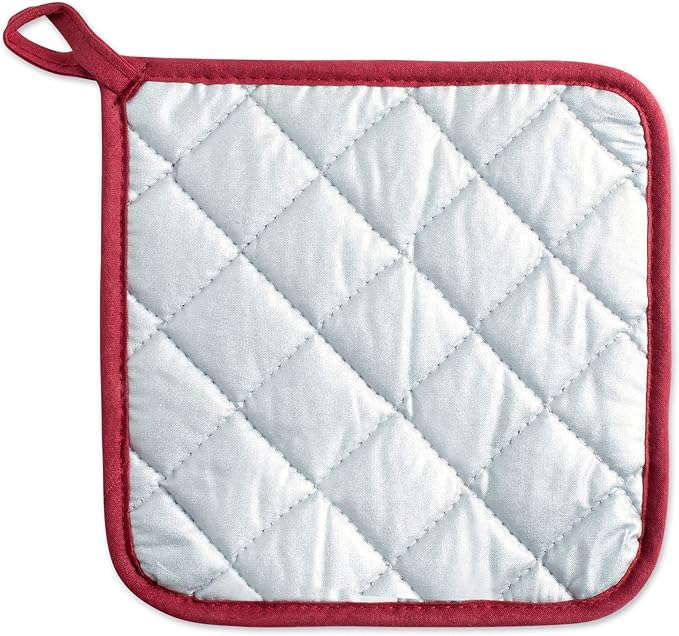 DII Basic Terry Collection Quilted 100% Cotton, Potholder, Barn Red, 3 Piece - Image 3