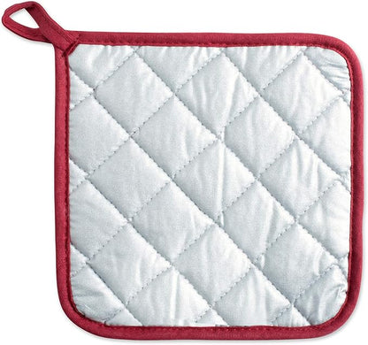 DII Basic Terry Collection Quilted 100% Cotton, Potholder, Barn Red, 3 Piece - Image 3