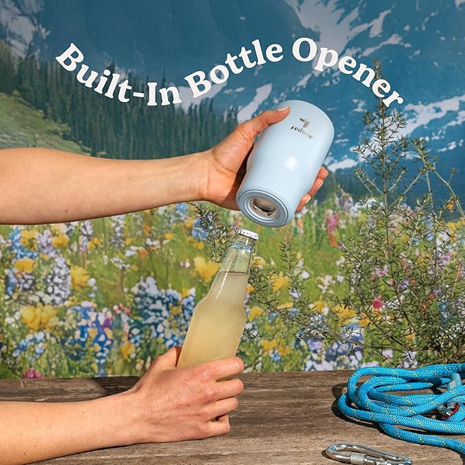 Reduce 4-in-1 Drink Cooler - Versatile Can & Bottle Holder with Vacuum Insulation - Keeps Drinks Cold Up to 4 Hours - Includes Bottle Opener - Fits Cupholders & Dishwasher Safe - 14oz - Cloud Blue