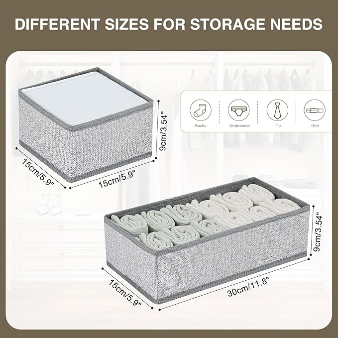 DIMJ Drawer Organizers for Clothing, Set of 12 Dresser Drawer Organizers, Fabric Closet Organizers and Storage, Drawer Dividers for Baby Clothes, Socks, Belt, Tie (Blended) - Image 4