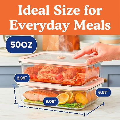 Ziruma Non-Toxic 6.2 Cup Glass Food Storage Containers with Lids, Large Food Containers, Plastic Free Meal Prep, Airtight Food Storage Container, Microwave and Freezer Safe, 2 Pack - Image 8