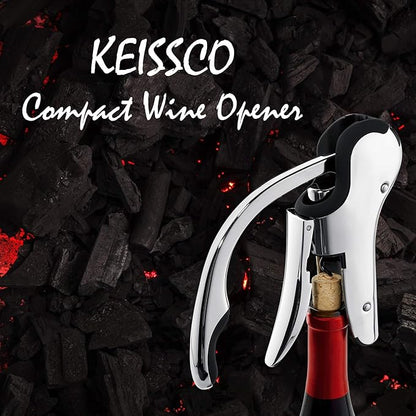 Stainless Steel Wine Opener Compact Vertical Corkscrew Wine Bottle Opener with Foil Cutter - Image 2