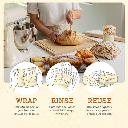 Bee's Wrap Beeswax Wraps for Food - Cut to Size 14x52" Beeswax Wrap Roll - Plastic Free Made in USA Reusable Natural Food Wrap - Bakery Lane - Image 6